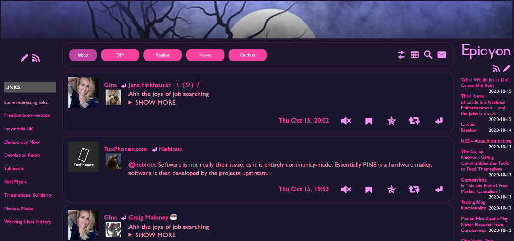 Purple theme timeline screenshot